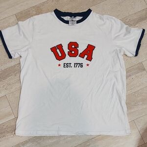 USA Graphic Ringer Tee Shirt Large